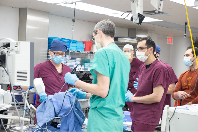 Dr. Jarrett Walsh from ENT orienting neurosurgery residents to nasal anatomy