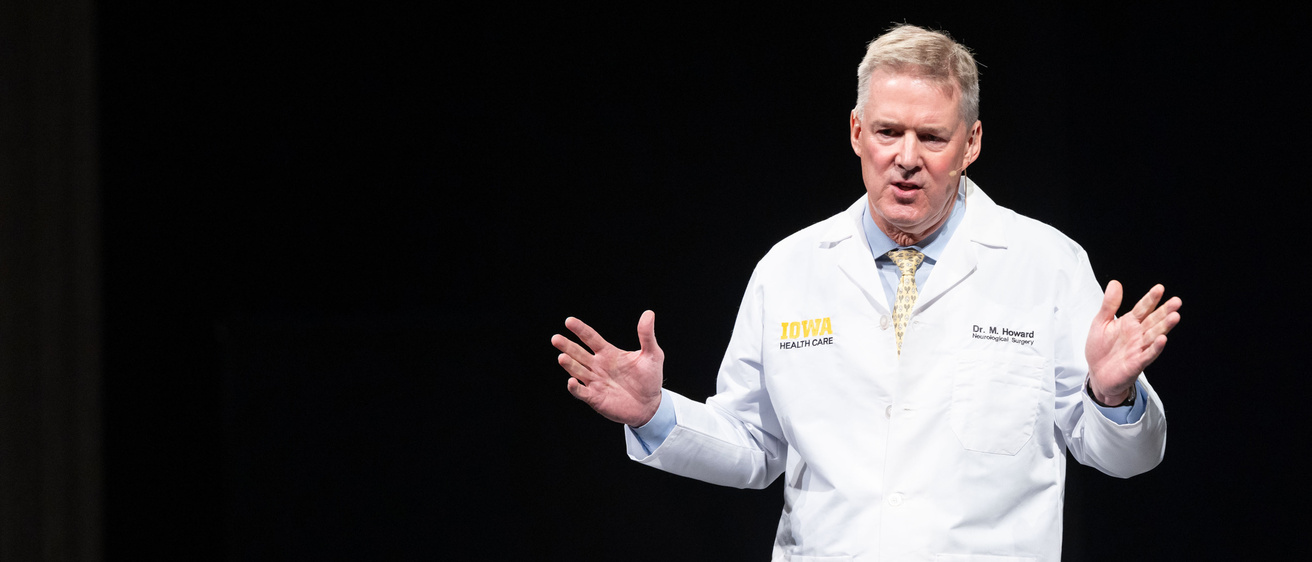 Dr. Matthew Howard giving a speech during the 2024 CCOM white coat ceremony